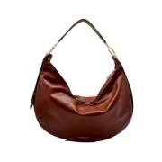 Borbonese Medium Oyster Hobo Axelväska Brown, Dam