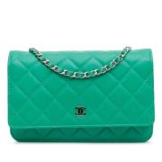 Chanel Vintage Pre-owned Laeder crossbodyvskor Green, Dam