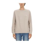 A.p.c. Sweatshirt med logotryck, Regular Fit, 100% bomull Beige, Herr