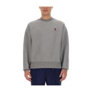 Ami Paris Sweatshirt med broderad logotyp Regular Fit Gray, Herr