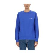 A.p.c. Logo Sweatshirt Regular Fit 100% Bomull Blue, Herr