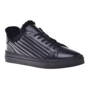 Baldinini Trainers in black quilted leather and leather Black, Herr