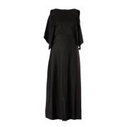 Balenciaga Svart Cold Shoulder Midi Klänning Cupro Black, Dam