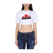 Dsquared2 Logo Cropped T-Shirt White, Dam