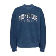 Tommy Hilfiger Oversized Rund Hals Sweatshirt Blue, Dam