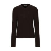 Dolce & Gabbana Bruna Sweaters med V-ringning Brown, Herr