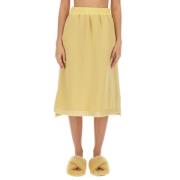 Jil Sander Ull Midi Kjol Regular Fit Tillverkad i Italien Yellow, Dam