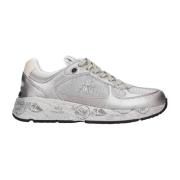 Premiata Silver Läder Sneakers Logotyp Sula Gray, Dam