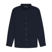 Lyle & Scott Tonal Eagle Poplin Skjorta Blue, Herr