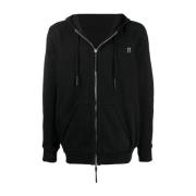 Boris Bidjan Saberi Svart Zip Hoodie med Dragsko Black, Herr