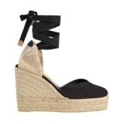 Castañer Svarta ekologiska bomulls espadriller med kilklack Black, Dam