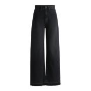 Hugo Boss Moderne Wide Leg Denim Jeans i Antracit Black, Dam