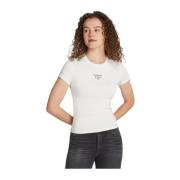 Tommy Jeans Grundläggande Bomull T-shirt - Tryckt Logotyp White, Dam