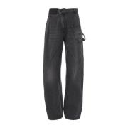 JW Anderson Grå Wide Leg Jeans Twisted Design Gray, Herr