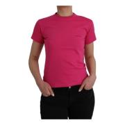 Balenciaga Rosa Bomull Crew Neck Tee Shirt Pink, Dam