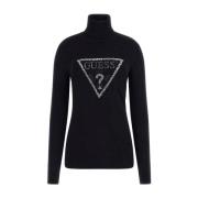 Guess Svart Dam Jersey Topp Black, Dam