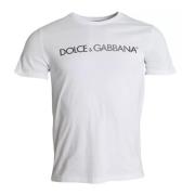 Dolce & Gabbana Logo Print Bomull Crew Neck T-shirt White, Herr