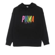 Puma Svart Grafisk Hoodie Lättvikts Sweatshirt Black, Dam