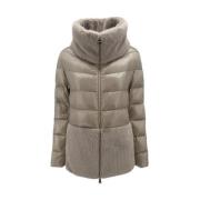 Herno Ivory Faux Fur Puffer Jacket Beige, Dam