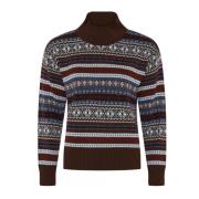 Skovhuus Jacquard Halsduk Pullover Blus Chestnut Multicolor, Dam