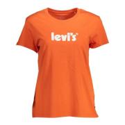 Levi's Orange Bomullstopp T-shirt, Kort Ärm, Logo Print Orange, Dam