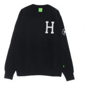 HUF Navy Crewneck Sweatshirt med Logo Print Blue, Herr