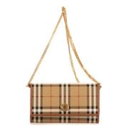 Burberry Vintage Pre-owned Belagd canvas axelremsvskor Beige, Dam