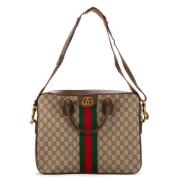 Gucci Vintage Pre-owned Belagd canvas handvskor Beige, Dam