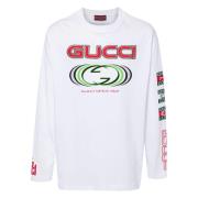 Gucci Spiral Print Crewneck Långärmad Topp White, Herr