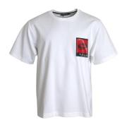 Dolce & Gabbana Vit Lips Print Crew Neck T-Shirt White, Herr