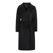 Max Mara Weekend Ren Ull Bältes Kimono Kappa Black, Dam