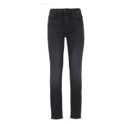 Mother Svarta Slim-Fit Bomullsjeans för Kvinnor Black, Dam