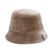 Loewe Beige Bucket Hat Shearling Cotton Linen Beige, Dam