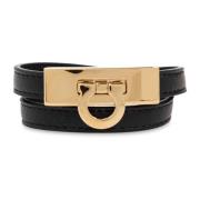 Salvatore Ferragamo Läderarmband Black, Dam