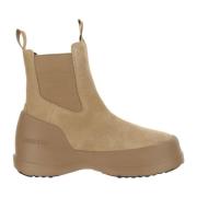 Moon Boot Beige Mocka Chelsea Boots för Kvinnor Beige, Dam