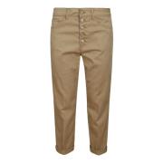 Dondup Cropped Trousers Beige, Dam