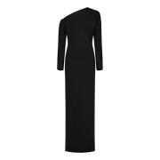 P.a.r.o.s.h. Svart One-Shoulder Maxi Klänning Aw24 Black, Dam