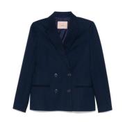 Twinset Blå Blazer med Pinstripe Mönster Blue, Dam