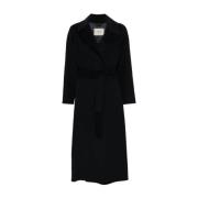 Paltò Midnight Blue Wool Blend Belted Coat Blue, Dam