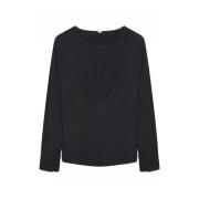 Gustav Elegant Svart Blus med Knutdetalj Black, Dam