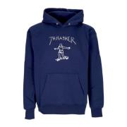 Thrasher Navy/Vit Herr Hoodie med Dragsko Blue, Herr