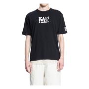 Kapital Svart Jersey Crew T-shirt med Bracket Logo Black, Herr