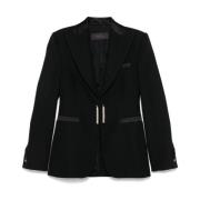 Max Mara Elegant Ull Enkelknäppt Svart Jacka Black, Dam