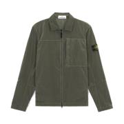 Stone Island Grön nylon metall zip-up overshirt Green, Herr