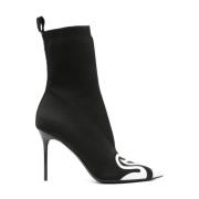 Balmain Svarta Stretchiga Ankelboots Black, Dam