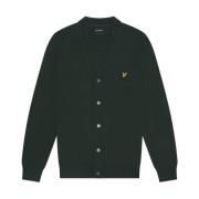 Lyle & Scott Merino V Neck Cardigan Stickad Green, Herr