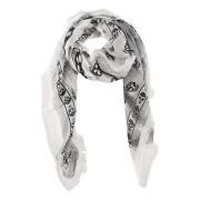 Alexander McQueen Vit Halsduk med Trompe L'Oeil Print White, Herr