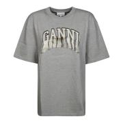 Ganni Fringe Axel T-shirt Gray, Dam