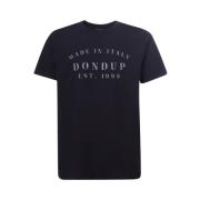 Dondup Svart Crew-neck T-shirt med Logo Black, Herr