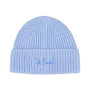 MC2 Saint Barth Stickad Beanie med Ikoniskt Logotyp Blue, Dam